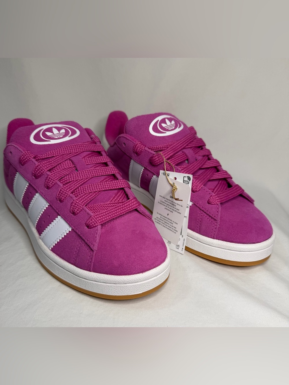 adidas Originals Women's Suede Sneakers in Fuchsia with White Stripes
